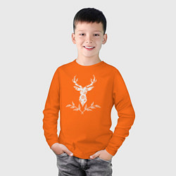 Лонгслив хлопковый детский Deer flowers, цвет: оранжевый — фото 2