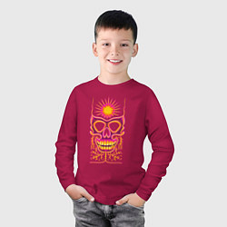 Лонгслив хлопковый детский Яркая черепушка с солнцем, цвет: маджента — фото 2