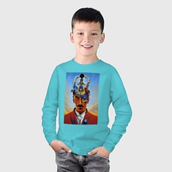 Лонгслив хлопковый детский Salvador Dali - surrealism, цвет: бирюзовый — фото 2
