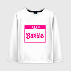 Лонгслив хлопковый детский Hello my name is Barbie, цвет: белый