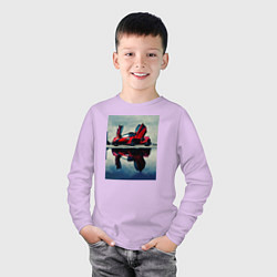 Лонгслив хлопковый детский Спорт кар с дверями верх, цвет: лаванда — фото 2