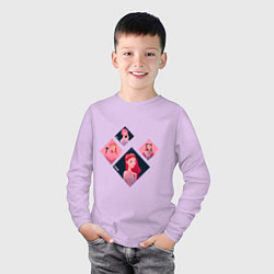 Лонгслив хлопковый детский Хаотичные арты участниц Блэк Пинк, цвет: лаванда — фото 2