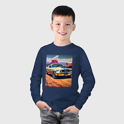 Лонгслив хлопковый детский Авто Мустанг, цвет: тёмно-синий — фото 2