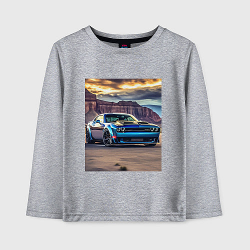 Детский лонгслив Авто Додж Челленджер / Меланж – фото 1