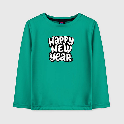 Детский лонгслив Happy new year lettering / Зеленый – фото 1