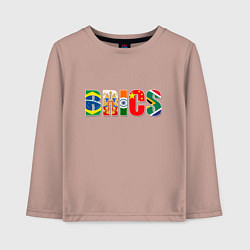 Лонгслив хлопковый детский Надпись: BRICS, цвет: пыльно-розовый