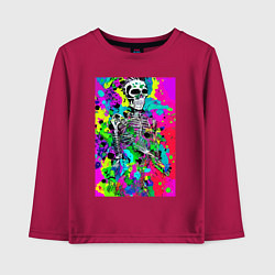 Лонгслив хлопковый детский Funny skeleton - pop art, цвет: маджента