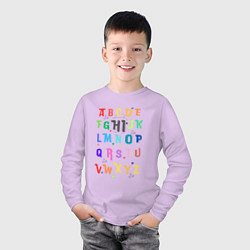 Лонгслив хлопковый детский Английский алфавит в радужном цвете, цвет: лаванда — фото 2