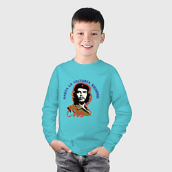 Лонгслив хлопковый детский Че Гевара - всегда вперёд к победе!, цвет: бирюзовый — фото 2