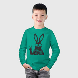 Лонгслив хлопковый детский Stay cool rabbit, цвет: зеленый — фото 2