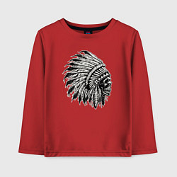 Лонгслив хлопковый детский Индеец шаман, цвет: красный