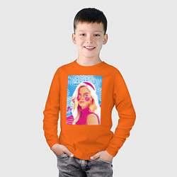 Лонгслив хлопковый детский Барби Марго Робби, цвет: оранжевый — фото 2