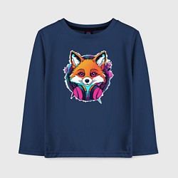 Лонгслив хлопковый детский Neon fox, цвет: тёмно-синий