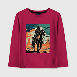 Лонгслив хлопковый детский Ковбой на лошади, цвет: маджента