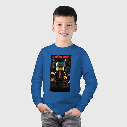 Детский лонгслив Roblox man game / Синий – фото 3
