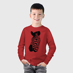 Лонгслив хлопковый детский Голова зебры, цвет: красный — фото 2