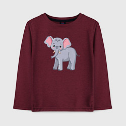 Лонгслив хлопковый детский Сute elephant, цвет: меланж-бордовый