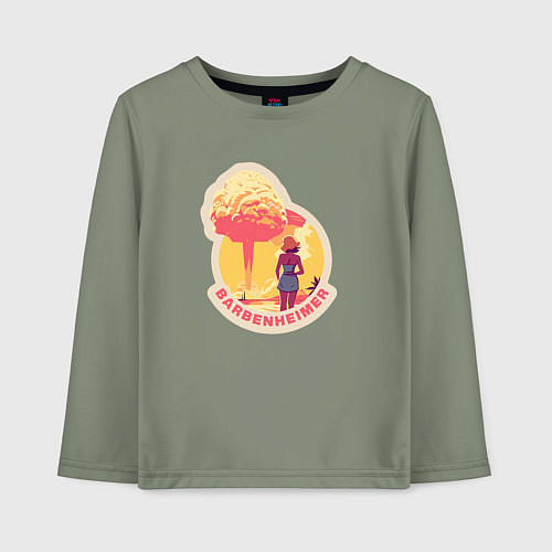 Детский лонгслив Барби смотрит на гриб - Барбигеймер / Авокадо – фото 1