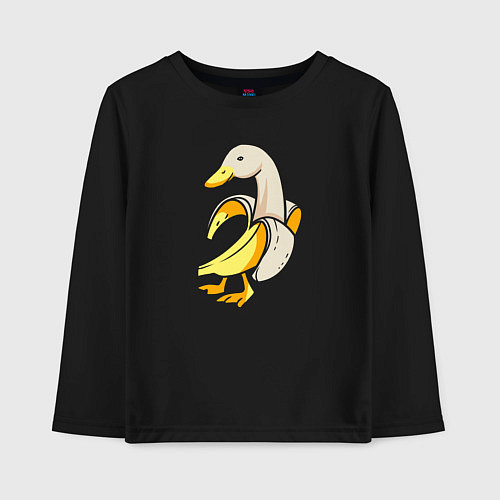 Детский лонгслив Банановый гусь / Черный – фото 1