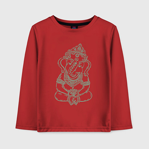 Детский лонгслив Ганеша зеленый лайн / Красный – фото 1