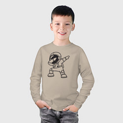 Лонгслив хлопковый детский Танцующий космонавт, цвет: миндальный — фото 2