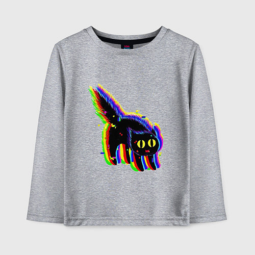 Детский лонгслив Глюк кот - Technical Glitch / Меланж – фото 1