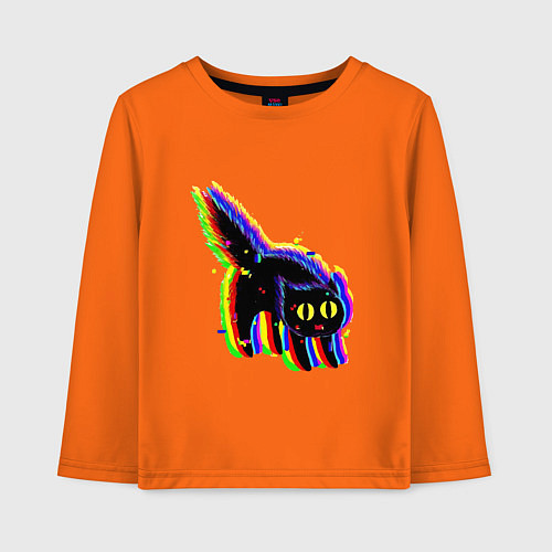 Детский лонгслив Глюк кот - Technical Glitch / Оранжевый – фото 1