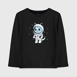 Лонгслив хлопковый детский Котик в космосе, цвет: черный