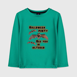 Лонгслив хлопковый детский Хэллоуин, весёлая вечеринка, цвет: зеленый