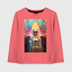 Лонгслив хлопковый детский Голографическая девушка из будущего, цвет: коралловый