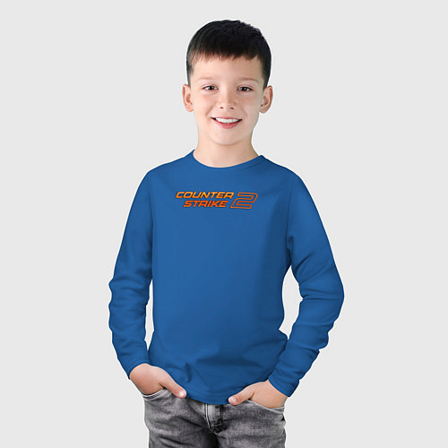Детский лонгслив Counter strike 2 orange logo / Синий – фото 3