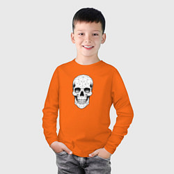Лонгслив хлопковый детский Полигональный череп, цвет: оранжевый — фото 2