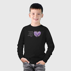 Лонгслив хлопковый детский Цветы и сердце с надписью, цвет: черный — фото 2