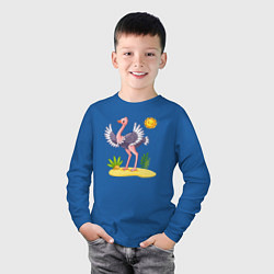 Лонгслив хлопковый детский Солнечный страус, цвет: синий — фото 2