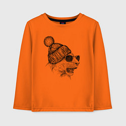 Лонгслив хлопковый детский Львица в шапке, цвет: оранжевый