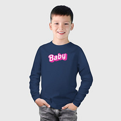 Лонгслив хлопковый детский Baby: pink barbie style, цвет: тёмно-синий — фото 2