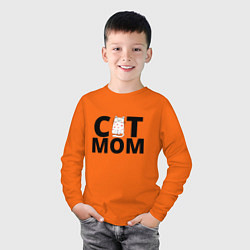Лонгслив хлопковый детский Мама любит котика, цвет: оранжевый — фото 2