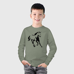 Лонгслив хлопковый детский Конь скачет, цвет: авокадо — фото 2