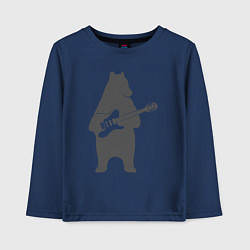 Лонгслив хлопковый детский Мишка с гитарой, цвет: тёмно-синий