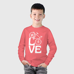 Лонгслив хлопковый детский Любовь велосипедиста, цвет: коралловый — фото 2
