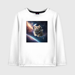 Детский лонгслив Котик космонавт в космосе