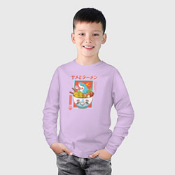Лонгслив хлопковый детский Акула рамена, цвет: лаванда — фото 2
