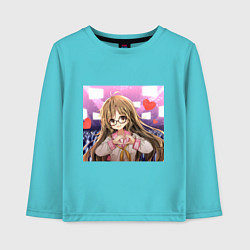 Лонгслив хлопковый детский Аниме тян, цвет: бирюзовый