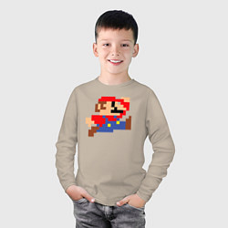 Лонгслив хлопковый детский Пиксельный Марио, цвет: миндальный — фото 2