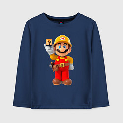 Лонгслив хлопковый детский Марио-строитель, цвет: тёмно-синий