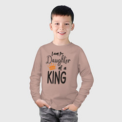 Лонгслив хлопковый детский Я дочь короля, цвет: пыльно-розовый — фото 2