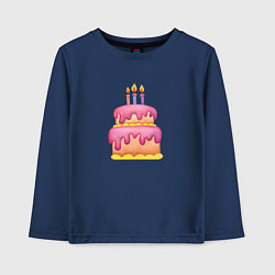 Лонгслив хлопковый детский Розовый торт со свечками, цвет: тёмно-синий