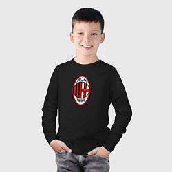 Лонгслив хлопковый детский Футбольный клуб Milan, цвет: черный — фото 2