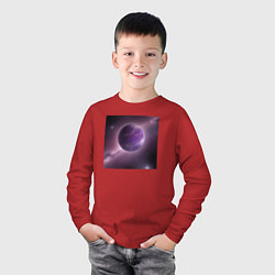 Лонгслив хлопковый детский Планета фиолет, цвет: красный — фото 2