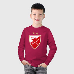 Лонгслив хлопковый детский Црвена звезда сербия, цвет: маджента — фото 2